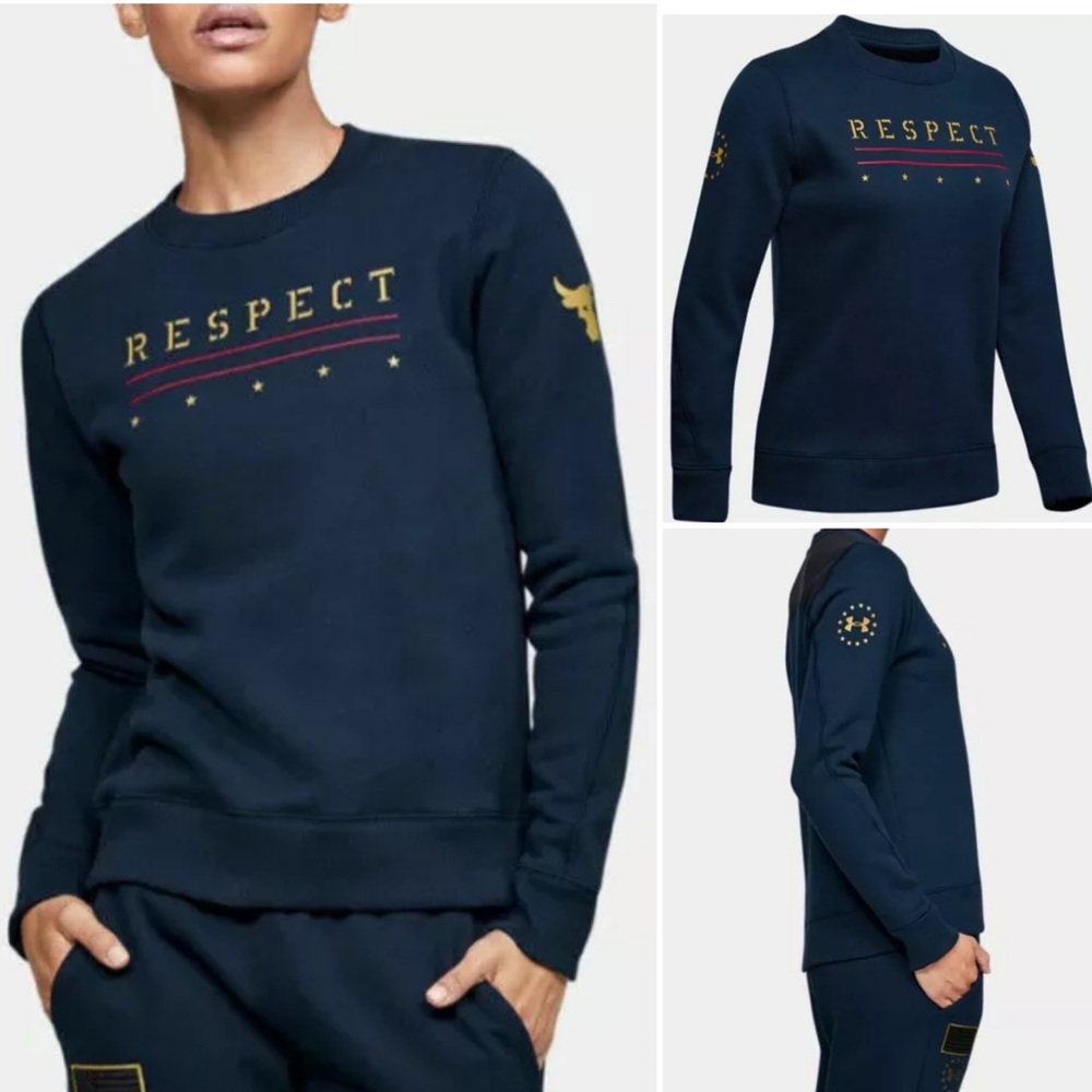 Under Armour x Project Rock Freedom Respect Fleece Crewneck Sweatshirt Small